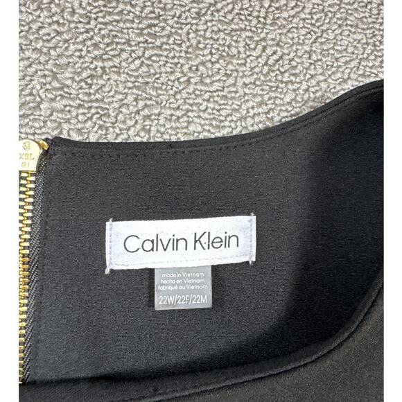 NWT Calvin Klein Dress Career Sheath Knee Length Cocktail Black Plus Size 22W - Picture 3 of 6